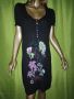 Desigual L, XL- Лятна рокля в черно с флорален принт и разноцветни копченца , снимка 5
