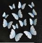 3D 12 бр pvc бяло сини на черти магнитни и самозалепващи пеперуди декорация за стена и мебел, снимка 1 - Други - 25923360