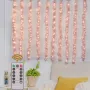 GUOCHENG Cherry Blossom Curtain Lights, 10 х 1 м висящи гирлянди, дистанционно, USB, розови, снимка 1