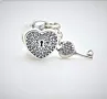 Сребърен елемент PANDORA 925 Pavé Padlock Heart & Key Charm , снимка 3