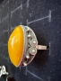 Руски сребърене пръстен с кехлибар №7521 , снимка 2