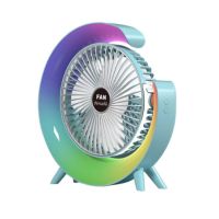 Мини настолен вентилатор с многоцветно осветление, RGB LED, USB, презареждащ се, снимка 5 - Други - 46172306