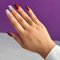 Дамски пръстен от неръждаема стомана със златисто покритие и красива текстура, снимка 1 - Пръстени - 45847460