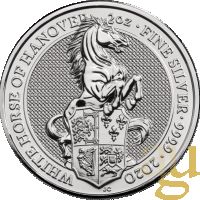 2 oz Сребърна монета, White Horse of Hanover, Queen's Beast 2020, снимка 1 - Нумизматика и бонистика - 45318897