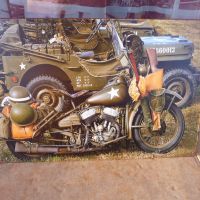 Метална табела мотор мотоциклет джип военен пушка каска гуми военна техника, снимка 1 - Декорация за дома - 45300718