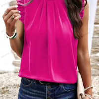 Дамска плисирана блуза без ръкави с набраздена тапицерия, 2цвята , снимка 2 - Ризи - 44987439
