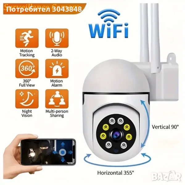 Промоция Нов бебефон wifi smart камера за наблюдение на хора, животни имоти и др., снимка 1