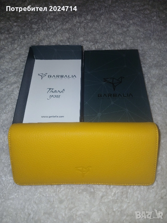 НОВО! Луксозно портмоне Garbalia естествена кожа цвят горчица, снимка 1