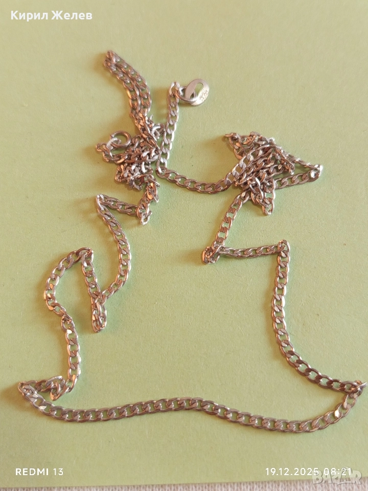 Сребърен синджир тип ПАНЦЕР фин нежен перфектно състояние 52440, снимка 1