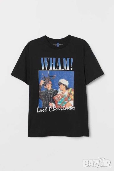 Мъжка тениска с коледен мотив Wham! H&M, Черна, XL, снимка 1