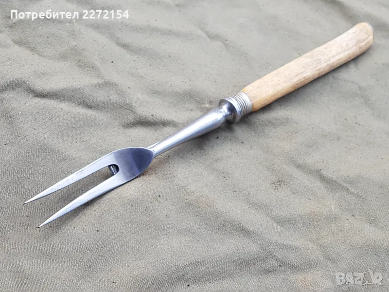 Ловен прибор вилица с дръжка рог, снимка 1