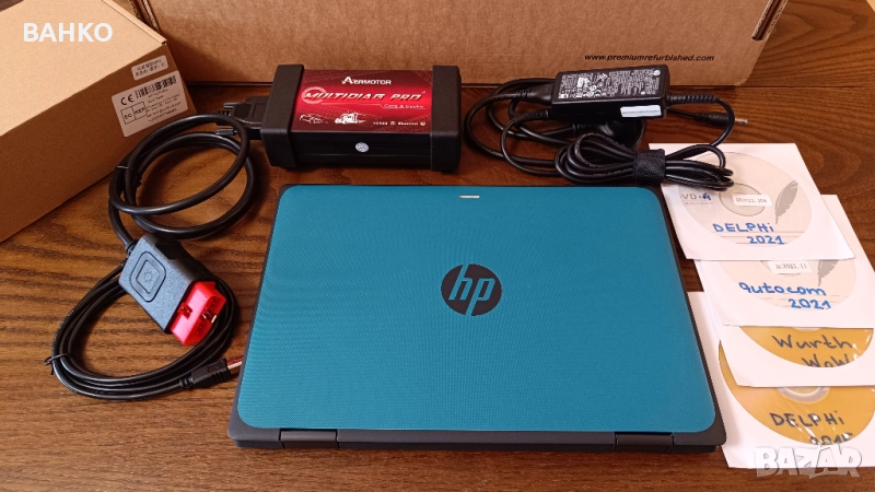 Комплект aвтодиагностика за коли и камиони с лаптоп с тъчскрийн екран, снимка 1