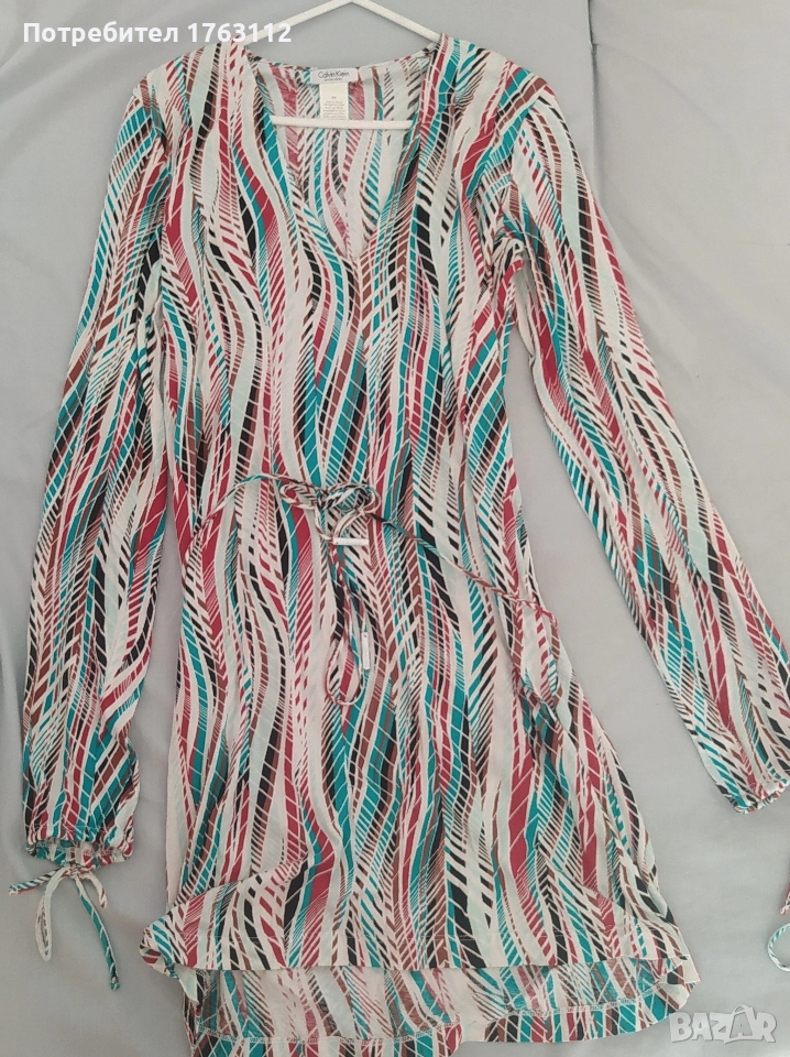 Calvin Klein дамска кафтан рокля, до коленете, размер С, нова, снимка 1
