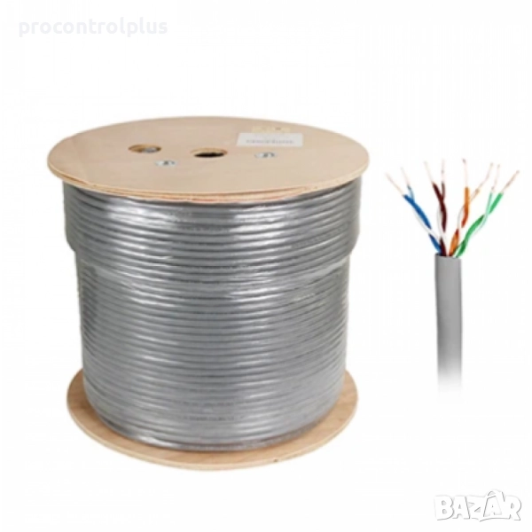FTP Cat5e 24AWG CU - меден, сив, 500м, снимка 1