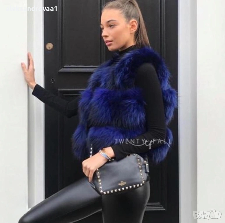 Луксозен Елек от Естествен Косъм Лисица | Кралско синьо, снимка 1