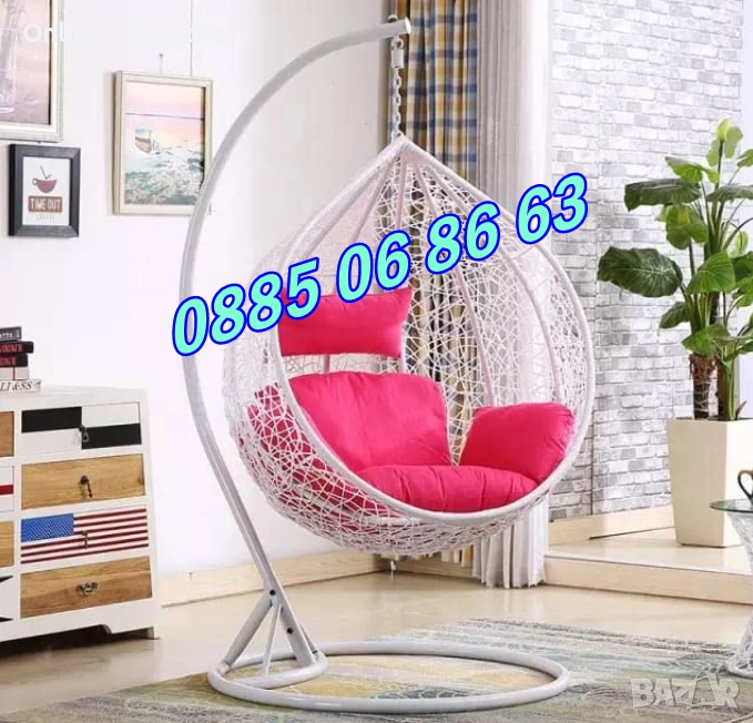 Градинска люлка гнездо, бяла люлка гнездо с възглавници, снимка 1