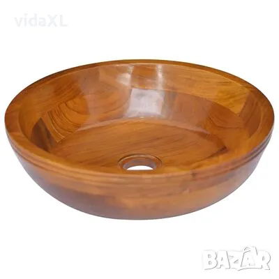 vidaXL Мивка, тиково дърво масив, Φ40x10 см（SKU:326160）, снимка 1