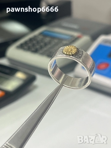 Сребърен пръстен сребро 925 с месинг , снимка 5 - Пръстени - 52942153