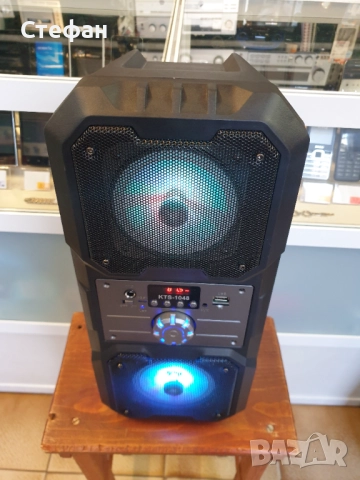 Преносима активна тонколона KTS-1048 2x4" с вграден усилвател, микрофонен вход и Bluetooth  Караоке , снимка 4 - Bluetooth тонколони - 51977212