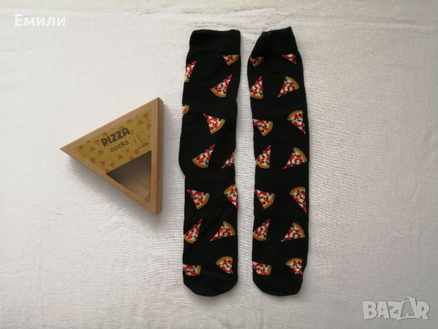 Мъжки чорапи парчета пица р-р 43-46, снимка 1 - Мъжки чорапи - 45591515