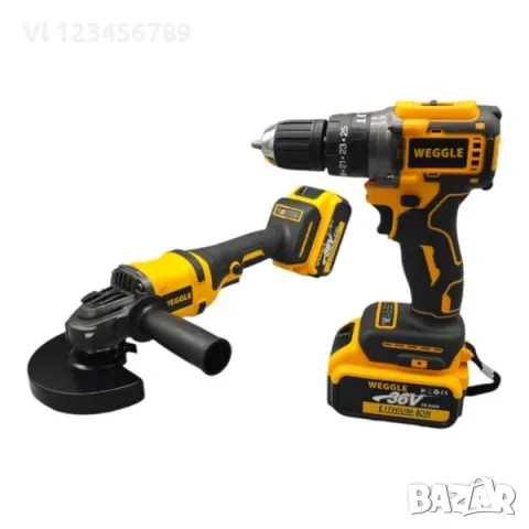 безчетков акумулаторни ударен Винтоверт и Безчетков Ъглошлайф Weggle36V,10Ah