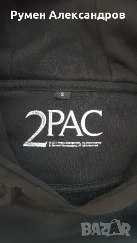 Мъжки черен ватиран суитшърт с качулка  TUPAC размер S, снимка 5 - Суичъри - 49666605