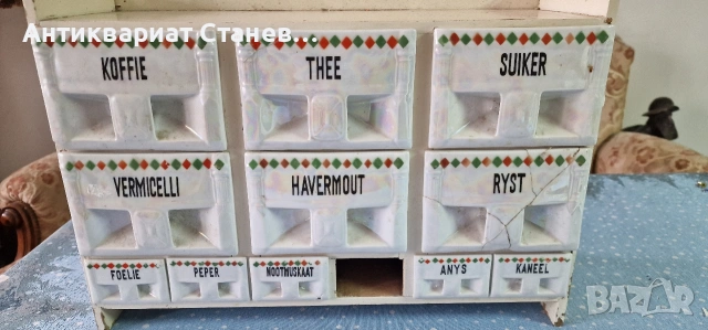 АНТИКВАРЕН КУХНЕНСКИ КОМПЛЕКТ „VICTORIA“ – CZECHOSLOVAKIA (1918–1939) , снимка 2 - Аксесоари за кухня - 53611086