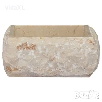 vidaXL Кремава мивка, 30x30x13 см, мрамор(SKU:149174), снимка 2 - Мивки - 48438920