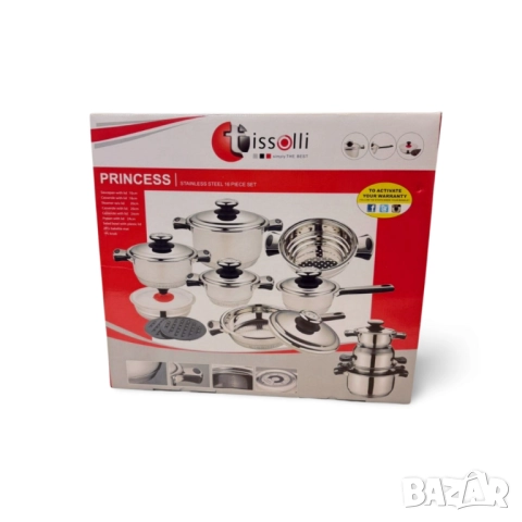 Комплект съдове за готвене Tissolli 16 Pc Princess, снимка 6 - Други - 51947293