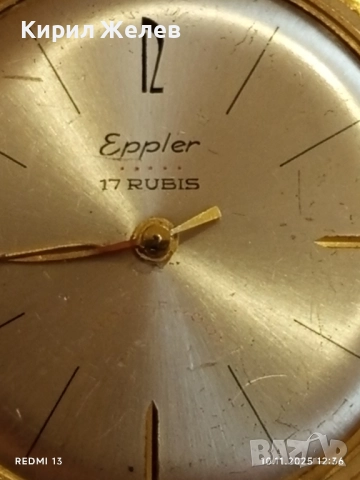 Стар механичен часовник Eppler няма стъкло баланса работи с позлата 51493, снимка 2 - Антикварни и старинни предмети - 52361438