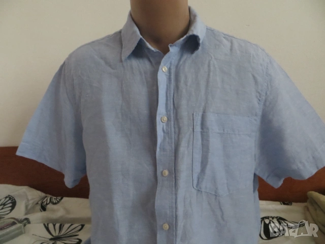 Мъжки ризи с къс ръкав от лен, снимка 5 - Ризи - 54270622