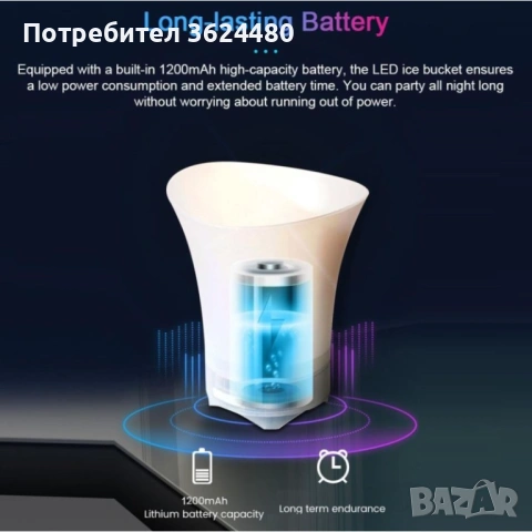 Кофа за лед с светлини и високоговорител 4863, снимка 2 - Други стоки за дома - 53356012