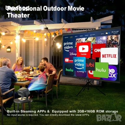 НОВ макс. 220" 4K интелигентен проектор с 5G WiFi и Bluetooth 5.2, 600 ANSI с YouTube, Netflix и др., снимка 5 - Плейъри, домашно кино, прожектори - 50494804