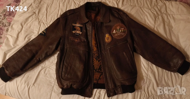 Пилотско яке бомбър от естествена кожа