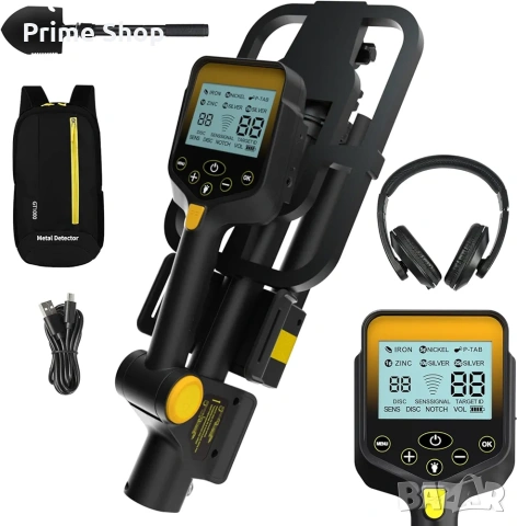 Сгъваем металотърсач, металдетектор с дисплей, USB-C зареждане и чанта, снимка 3 - Друга електроника - 53527202