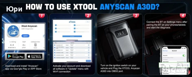 Продавам автомобилен скенер/диагностика XTOOL A30М, доживотен ъпдейт, снимка 8 - Аксесоари и консумативи - 52102273