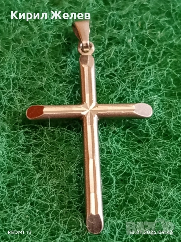 Сребърна висулка кръст елегантен стилен дизайн много красив 52372, снимка 2 - Колиета, медальони, синджири - 53051127