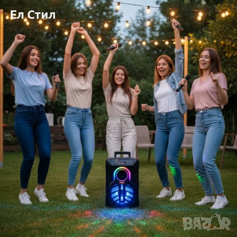 WSJAR E-8809 – Портативна караоке тонколона с микрофон и LED ефекти, снимка 4 - Тонколони - 53583141