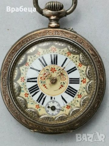 Сребърен джобен часовник, снимка 14 - Антикварни и старинни предмети - 45384160