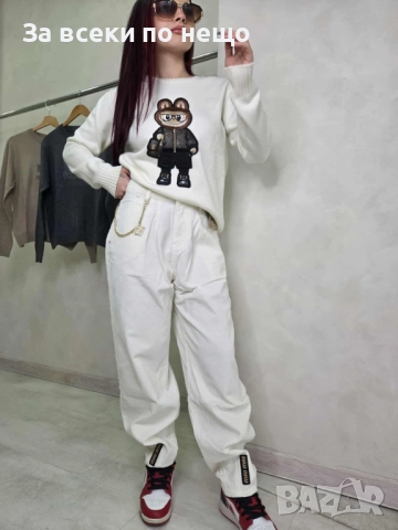 Labubu Дамски Бял Пуловер Код L-A4, снимка 2 - Блузи с дълъг ръкав и пуловери - 52980836