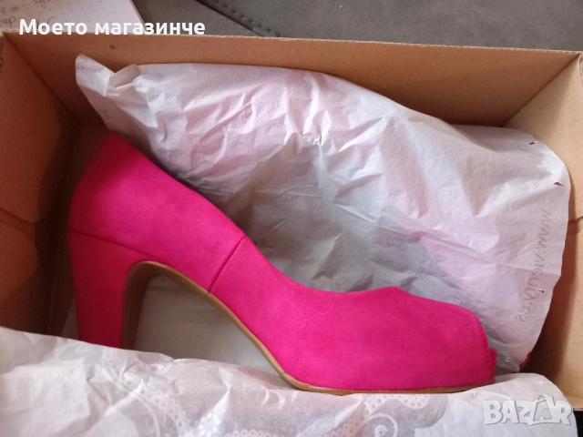 Vienty – елегантни обувки от естествен велур, цвят фуксия, № 38, снимка 7 - Дамски обувки на ток - 51998658