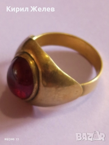 СТАРИНЕН КЛАСИЧЕСКИ ПРЪСТЕН с ГРАНАТ РЯДКО РЕТРО БИЖУ 52307, снимка 3 - Пръстени - 52544761