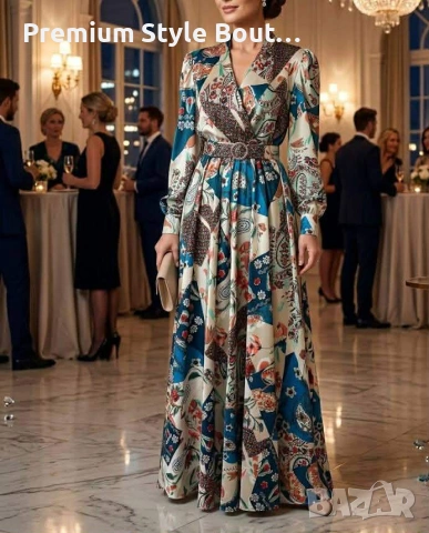 дълга рокля с колан , снимка 3 - Рокли - 54098363