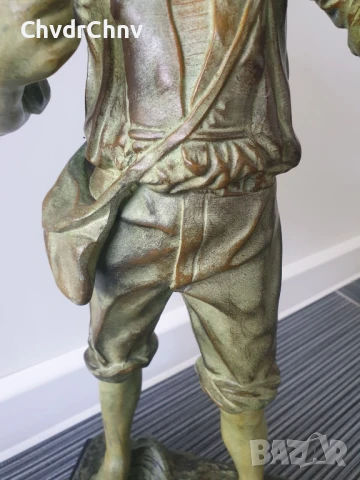 Fogeres статуетка 51см-6кг/стара френска бронзова скулптура/фигура на рибар с риба, снимка 8 - Антикварни и старинни предмети - 50898509