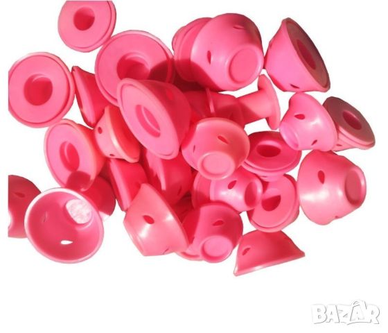 Комплект от 10 броя силиконови ролки за коса в розов или син цвят, снимка 2 - Други - 46106635