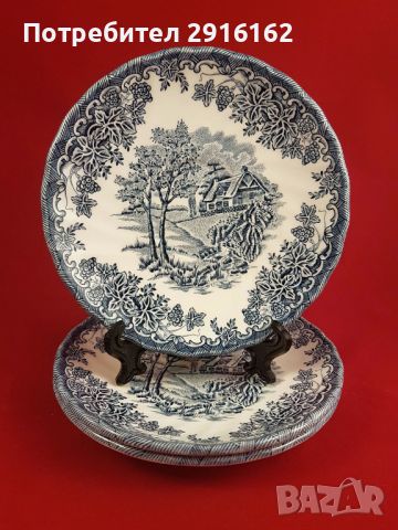 Чиния за вечеря Churchill Made in Staffordshire England Blue Willow Pattern, снимка 2 - Чинии - 46514958