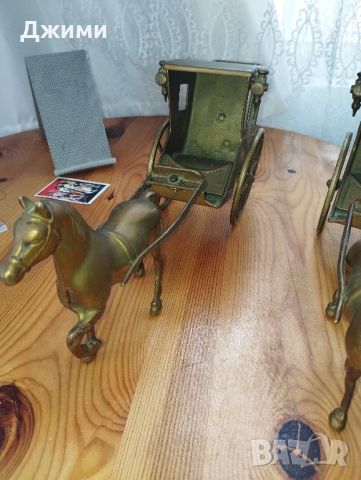 красиви бронзови колесници със коне, снимка 3 - Антикварни и старинни предмети - 45698594