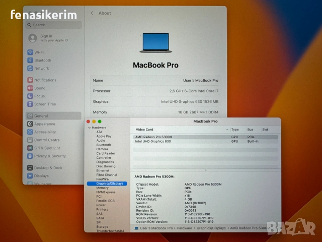 16' Core i7 Apple MacBook Pro 2019 @ 16GB RAM/512GB SSD/Radeon Pro 5300M 4GB/Бат 6ч, снимка 6 - Лаптопи за работа - 52884966