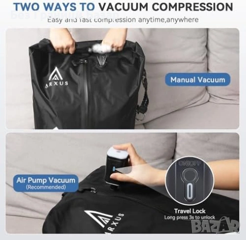 Нова Вакуумна чанта за багаж IP67 водоустойчива с помпа Компресираща пътна за дрехи, снимка 5 - Други стоки за дома - 54197692