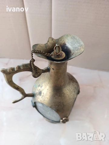 Стъклена бутилка с бронзов обков, снимка 2 - Антикварни и старинни предмети - 53758114